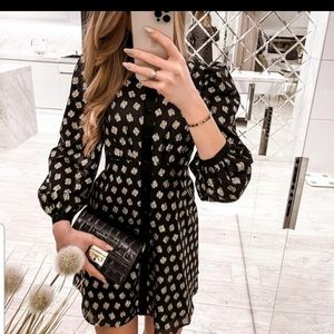 Zara Black Dress with White Floral Motif